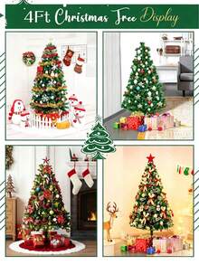1pc Artificial Christmas Tree-With Metal Stand, Full And Dense Branches, Easy To Assemble, Reusable, For Christmas Scene Decoration, Suitable For Halloween, Christmas And Holiday Parties, Only Christmas Tree Included, No Accessories - Multiple Specifications - View 6