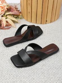 Women's Flat Sandals Spring Summer New Versatile Soft Sole Beach Sandals Fashion Roman Sandals - Black - View 2
