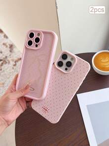 2pcs Polka Dot Print TPU Shockproof Full Coverage Precise Protection Case Compatible With Apple 11/12/13/14/15/16/16Pro/16ProMax/17/17pro/17ProMax/18pro 18ProMax - Multicolor - View 5