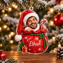 1pc Custom Photo Name Santa Sack Christmas Ornament, Personalized Photo In Santa Gift Bag Acrylic Tree Hanging, Snowman Reindeer Gingerbread Ornament,Funny Xmas Keepsake Gift,Christmas Gift - Multicolor - View 15
