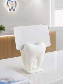 1pc Gold & White Tooth-Shaped Storage Rack, Dental Clinic Desktop Decor, Oral Hospital Reception Business Card Holder, Creative Home Ornament, Home Gift - Multicolor - View 5