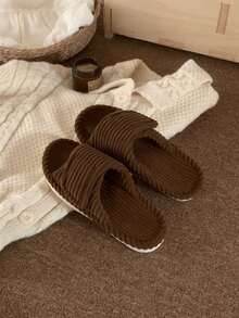 XIXITIAO Unisex Adjustable Hook & Loop Slide-In Pure Thermal Slippers, Arch Support Lightweight Indoor Floor Shoes, All-Season Wear - Brown - View 3