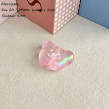 Solid Color Dripping Oil Smiling Face Acrylic Bear Head Pendant DIY Handmade Keychain Bag Hanging Accessories Gift Matching - Multicolor - View 14