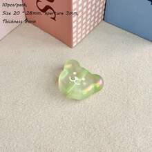 Solid Color Dripping Oil Smiling Face Acrylic Bear Head Pendant DIY Handmade Keychain Bag Hanging Accessories Gift Matching - Multicolor - View 26