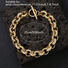 1 buah Gelang Pola Lingkaran Diameter 12mm, Gelang Hip-Hop Modis untuk Pria, Hadiah Ulang Tahun dan Hari Raya, Cocok untuk Pemakaian Sehari-hari Pria - Emas - View 7
