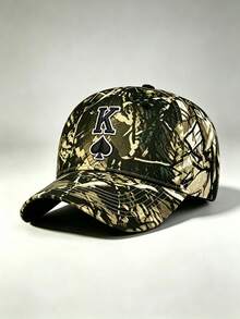 1pc Gothic Men Camo Hat King Of Spades Embroidery Baseball Cap Adjustable Design Stylish Hiking Hat Great For Parties, Hiking, And Sun Protection - Camouflage - View 6
