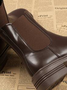 Women's 2026 New Spring/Autumn Thick Sole Slim Chelsea Ankle Boots - Brown - View 6