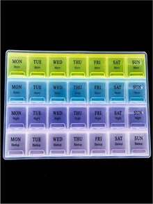 1pc Portable Travel Pill Box, Colorful Flip Cover 29-Compartment Storage Box, 7-Day Pill Organizer, Medicine Storage Box, Capsule Storage Box, Suitable For Travel, Outdoor, Office, Dorm, Unisex, Travel Essential, Home Supplies - Multicolor - View 8