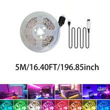 1pc USB 5V RGB LED Strip Lights, 3-Key Inline Controller, Self-Adhesive, Cuttable, Multi-Mode Color Changing LED Light, For TV Backlight, Bedroom, Gaming Room, Holiday & Party Decor - 3Key RGB - View 14