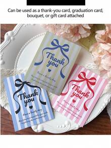 Creative Bow Thank You Cards, Warm Blessing Note Cards, Decorative Paper Cards, Suitable For Bouquets, Graduation, Gift Box Packaging, Multi-Purpose Gift Attachment Cards - Thank Card - View 1
