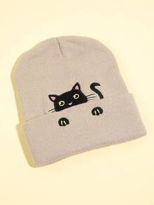 1pc Women's Sweet Cute Cat Peek-A-Boo Knit Hat, Warm For Autumn/Winter, Versatile For Daily Wear - Multicolor - View 13