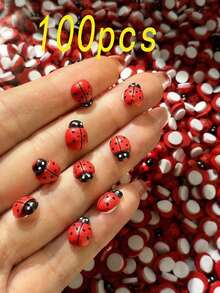 100pcs Colorful Mini Ladybug Decorations, Micro Resin Ladybug Figurines For Miniature Landscapes, Fairy Gardens, DIY Crafts, Potted Plant Decor, Multi-Color Self-Adhesive Ladybug Accessories [50/1pc] - New Model - View 12