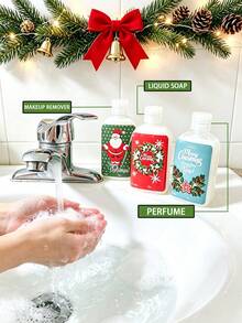 Christmas 3.4oz/100ml Clear Dispenser Bottle, Refillable Bottle, Liquid Lotion Packaging Bottle, With Exquisite Christmas Pattern, Storage Bag, Hand Soap Skincare Perfume Essential Oil Bottle. Holiday Party Gift Packaging Bottle. - Multicolor - View 2