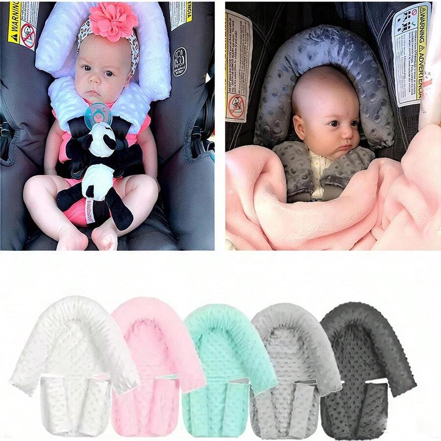 Infant Travel Support Pillow, Baby Head And Neck Support Pillow, With Car Seat Safety Belt Cover - Multicolor - View 1