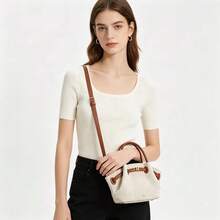 JP Dumpling Bag 女款 JH30692 Hana 小號新款女包 單肩斜挎手提多用途 通勤上班 出行購物約會 小托特包 輕量耐用 麂皮 高美感 百搭 - 米色 - 查看 6