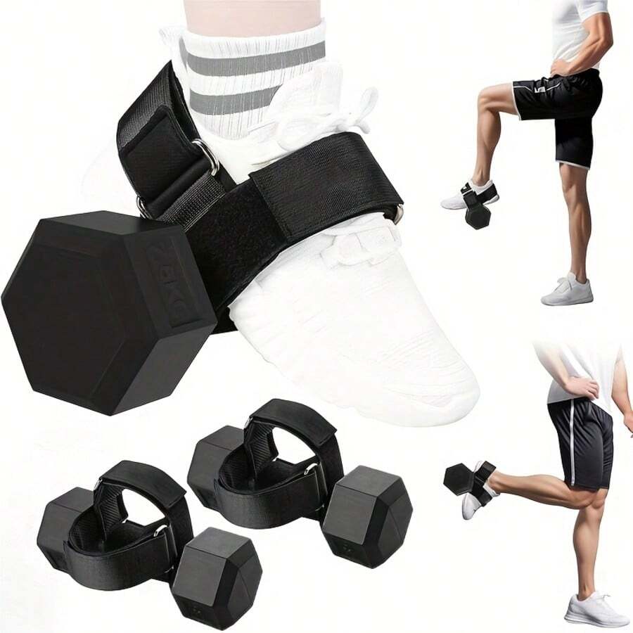 2pcs Dumbbell Foot Attachments, Ankle Weights, Adjustable Ankle Weights, Weightlifting Ankle Straps, Home Leg Workout, For Hip Flexors, Ankle Arthritis, Hamstring Curls - Black Breathable Comfortable Style - View 1