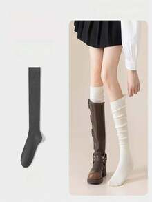1/2/3 Pairs Vertical Striped Slouchy High Tube Socks, Double Needle Knit Long Socks, Matching Boots Socks, Leg Length Enhancing Decorative Socks, JK Fashion Girl Style, Suitable For Daily Wear, Y2K Style - Multicolor - View 6