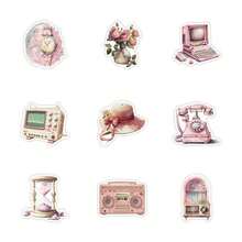 1 Pack Approx. 63pcs Vintage Pink Aesthetic Sticker Set, Vibrant Pink Style Patterns, Designed For Retro Aesthetics, Includes Objects/Themes And Simple Fashion Art Style, Quotes And Women's Vintage Theme Elements Aesthetic Stickers - Suitable For Laptop Decoration - Set - View 4
