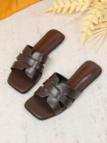 Women's Flat Sandals Spring Summer New Versatile Soft Sole Beach Flip Flops Fashion Roman Sandals - Brown - View 2