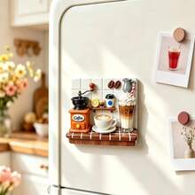 3D Embossed Coffee Machine Fridge Magnet, Personalized Cute Creative Gift Decoration Magnetic Souvenir, These Exquisite Fridge Magnets Are Excellent Creative Gifts, Can Be Used To Decorate Kitchen, Whiteboard, Storage Cabinet, Refrigerator, Also For Home Decor - Style 1 - View 3