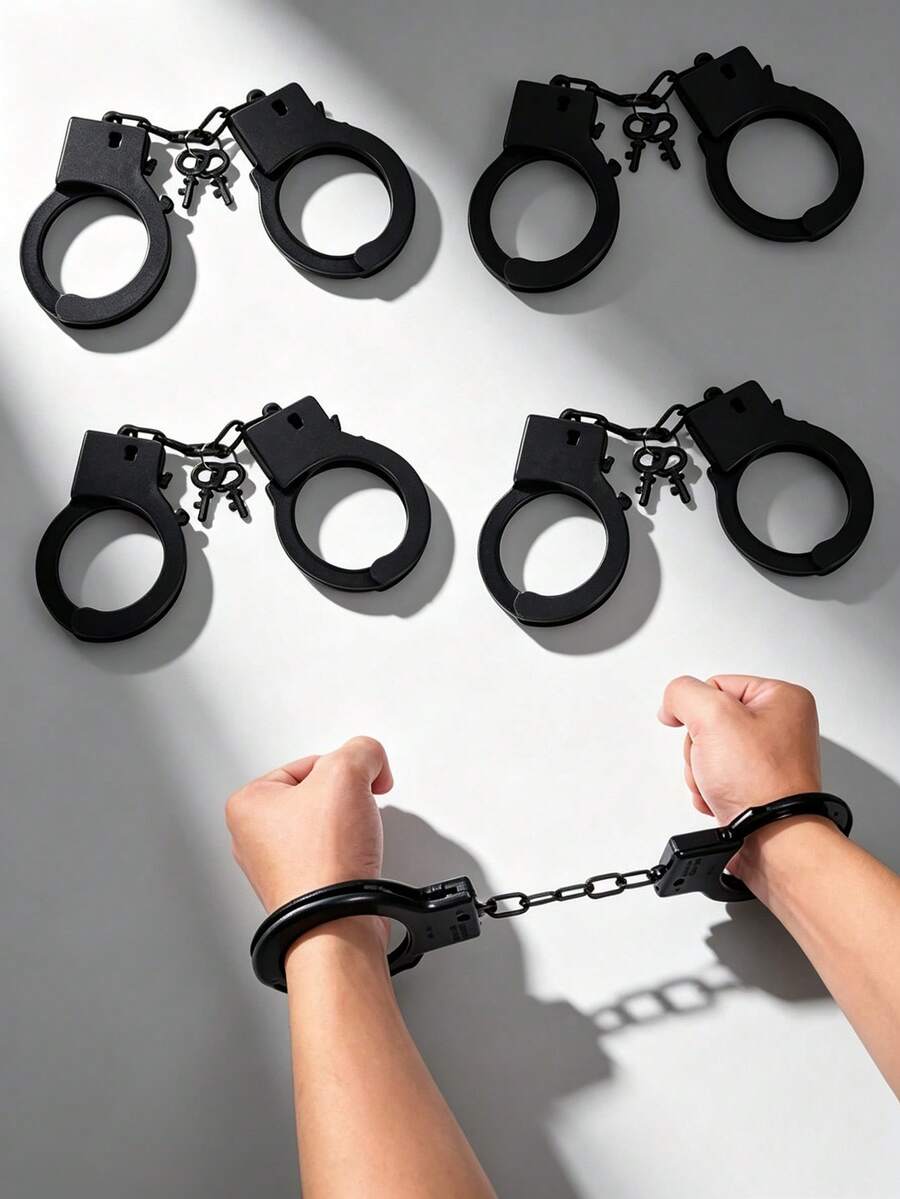 Plastic Handcuffs, Cosplay Costume Prop, Role Play Stage Performance Game Accessory, Portable Novelty Holiday Party Small Gift, Halloween Costume Prop, Fun Gift For Friends (Product May Have Slight Surface Imperfections During Production, But It Does Not Affect Normal Use) - Multicolor - View 1