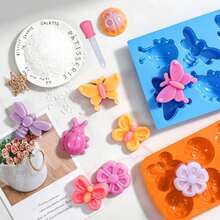 4pcs Insects/Flower Appearance Silicone Mold/Dropper Set,Butterfly Flower Shaped Ladybug Design,Handmade Soap Mold,Candle Mold,Aromatherapy Plaster Mold,Epoxy Resin Mold,Very Suitable For Christmas/New Year Parties,Holiday DIY Crafts Gift,Home Decor - A - View 2