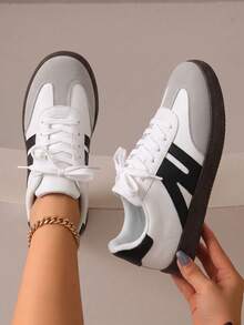 TCVC Women's Daily Casual Colorblock Training Sneakers, Versatile Comfortable Sports Shoes - Grey - View 1
