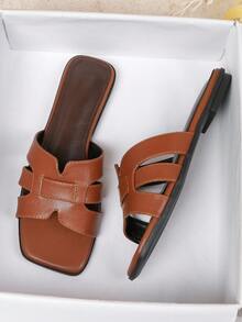 Women's Flat Sandals Spring Summer New Versatile Soft Sole Beach Slippers Fashion Roman Sandals - Brown - View 5