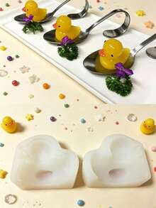 1pc Cartoon Simple Yellow Duck Silicone Mold, Handmade Simple Desktop Decoration, Can Be Made Of Resin Dropper Or Clay, Easy To Demold, And Reusable Mold. - White - View 6