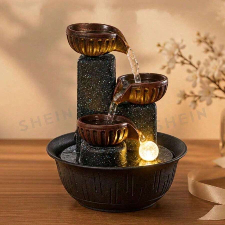 2D Flat Acrylic New Creative Wealth-Attracting Indoor Decor Fountain Desktop Water Circulation Water Feature Ornament For Nursery Living Room Entryway Housewarming Gift - T005 - View 1