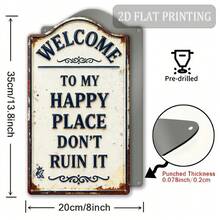 2D復古「Welcome To My Happy Place」木製裝飾牌，適用於庭院牆面、圍欄、車庫、室內牆面裝飾，絕佳禮物，無需用電 - TM33 - 查看 4
