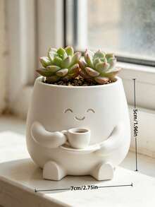Cute Cat Smiling Face Planter - 3D Printed Mini Flower Pot, Plastic Indoor Plant Pot With Drainage Hole, Asymmetrical Shape Suitable For Home Office Desk Decor, Smiling Flower Pot Gift For Cactus And Small Plants - Promotional Item - View 9