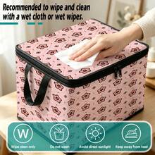 1pc 2DFat Thickened Foldable Zipper Storage Box, Light Pink Rhombus Floral Print Design, Can Store Clothes, Bedding, Nail Tools, Holiday Items, Fits Under Bed, Suitable For Book Organization, Car Trunk Storage, Cosmetics, Hair Styling Tools, Office, Home Organization, Blankets, Daily Items Large Capacity Storage, Wardrobe Placement And Moving Packing, Zipper Closure Secure Reinforced Handle Durable - Multi-color - View 8