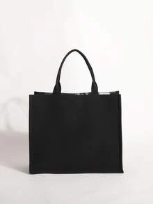 黑色與銀色拼接提花托特包，大花卉圖案，可折疊，時尚，適合海灘度假與休閒，也適合女性使用 - 黑銀色 - 查看 7