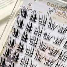 DOUDOUTIAN 48/80 Clusters Segmented Mermaid Winged False Lashes, Thick Slender Cold Elegant Look, 8-12mm Camera Ready Lashes For Shooting & Cosplay - C - View 7