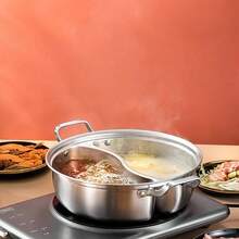 Nồi lẩu hai ngăn dung tích lớn dày dặn, nồi nấu bằng thép không gỉ dùng cho gia đình và thương mại, tương thích với bếp từ - Xem 8