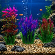 1pc Green Artificial Aquarium Plant, Plastic Fake Fish Tank Grass Decoration With Weighted Base, 20cm Realistic Water Plant, Suitable For Fish Tank, Turtle Tank Landscape, Easy To Clean - Happy Aquarium - View 4