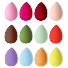 4Pcs Multicolor Makeup Sponge Kit With Sponge Holder, Teardrop Slant Cut Gourd Shapes, Wet Dry Foundation Blender, Soft Reusable Cosmetic Puff For Facial Makeup - Multicolor - View 6