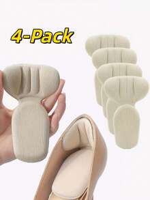 QKC 4pcs Anti-Slip Heel Pads T-Shaped Anti-Friction Heel Cushions, Suitable For High Heels And Daily Shoes - Beige - View 8
