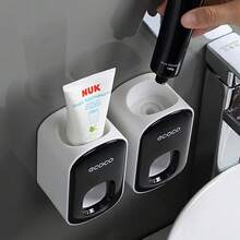 Premium Toothpaste Squeezer Wall-Mounted Drill-Free Toothbrush Holder Slouchy Brushing Tool Toothpaste Dispenser Wall-Mounted Design, No Drilling Required, Easy To Clean, Space-Saving And Waterproof Can Easily Squeeze Out Toothpaste Saving Time And Effort. - Multicolor - View 3
