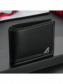SHABILI New Men's Short Wallet, Youth Fashion Plaid Horizontal Soft Wallet With Large Capacity And Multiple Card Slots - Black - View 10