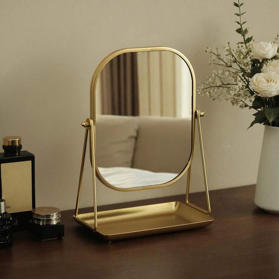 1pc Makeup Mirror, Minimalist Standing Mirror For Home, Dorm, Desktop Vanity Mirror - Multicolor - View 1