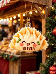 1pc Custom Name Cute Dumpling Christmas Ornament, Personalized Name Acrylic Food Shape Tree Hanging, Funny Unique Christmas Keepsake Gift,Winter Festive Decor,Kitchen Decor,Christmas Gift - Multicolor - View 4