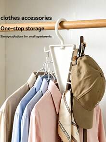 1/3pcs Multi-Hook Space-Saving Hanger, Foldable Multi-Layer Clothing Storage Hook, Closet Organizer, Multi-Function Hat, Belt, Tie, Accessory Hanging Rack - View 2
