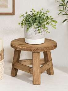 Wooden Plant Stool, Small Round Flower Pot Stand Suitable For Indoor And Outdoor, Decorative Display Rack Suitable For Flower Pots, High Wooden Base For Living Room, Patio Or Balcony - A - View 1