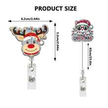 1pc Christmas Creative Retractable Badge Reel, Suitable For Hospital, School, ID Card Holder, Christmas Party Gift - Multicolor - View 2