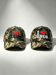 1pc Women Camo Hat I LOVE JESUS Embroidery Baseball Cap Adjustable Design Stylish Hiking Hat Perfect For Outdoor Activities Hiking And Everyday Wear. - Camouflage - View 7