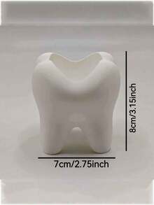 1pc Bathroom Tooth-Shaped Toothbrush Holder Creative Tooth-Shaped Pen Holder/Makeup Brush Storage - White - View 6