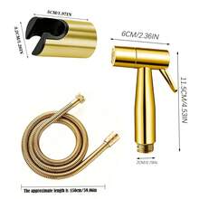 3pcs Gold Toilet Sprayer Set, High Pressure Handheld Bidet With Bracket And Flexible Hose, Bathroom Accessories - Spray Gun - View 2