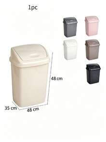 27L Large Capacity Plastic Trash Can, Swing Lid Design, Stable Structure, Space Saving, Suitable For Bedrooms, Offices, Bathrooms, Kitchens And Toilets, Ideal Household Essential - Random Color - View 9